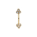 Curved Barbell with Bezel Moonstone & Tri Accent Beads