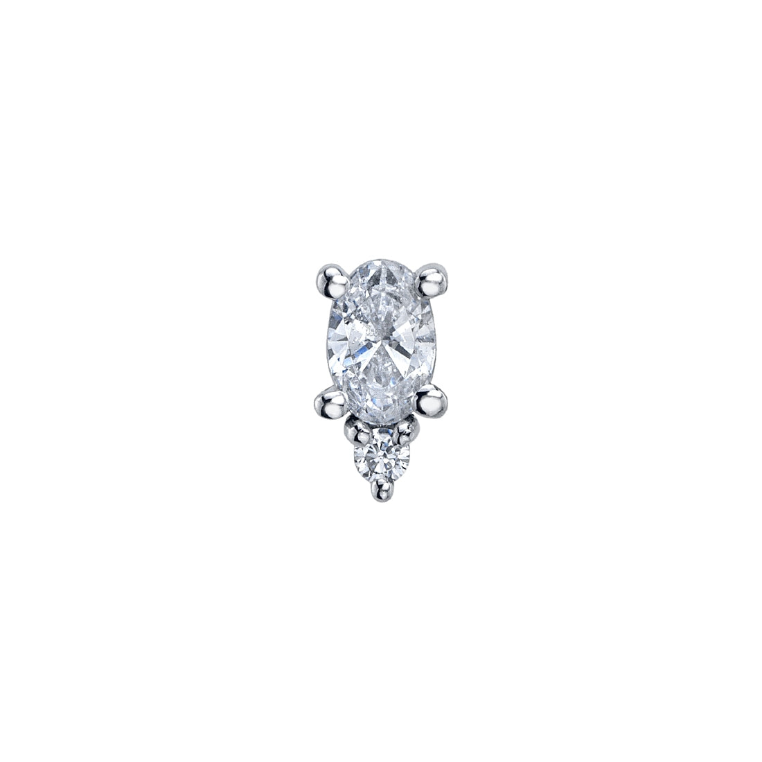 Threadless Oval Prong with Single Accent – White Diamond VS