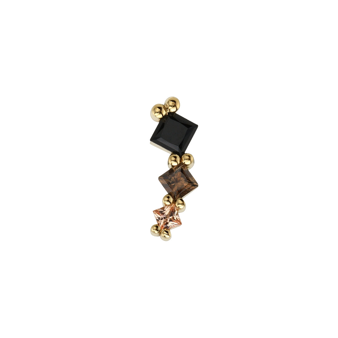 Tiny Sher (Left Oriented) with Onyx, Smoky Quartz, and Champagne Sapphire