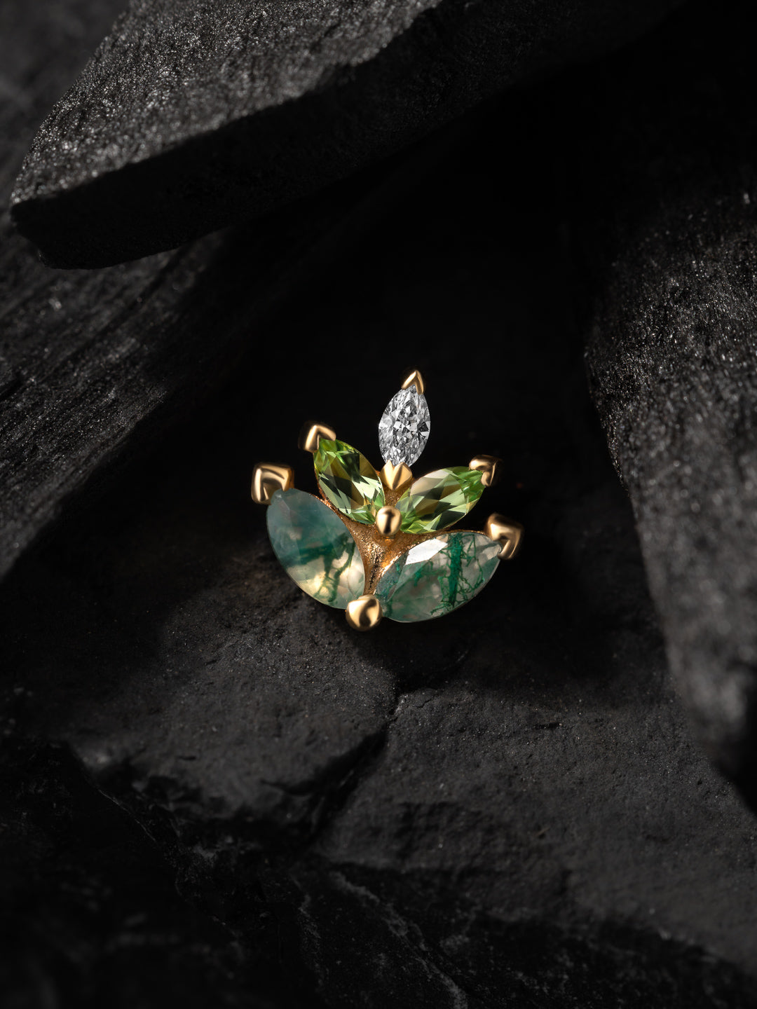 BVLA GOLD ESME With moss agate, tsavorite and diamond