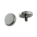 Chrome metal knob with a screw on a white background