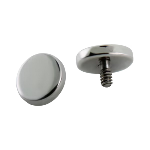 Chrome metal knob with a screw on a white background