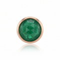 Green gemstone earring with rose gold setting on a white background