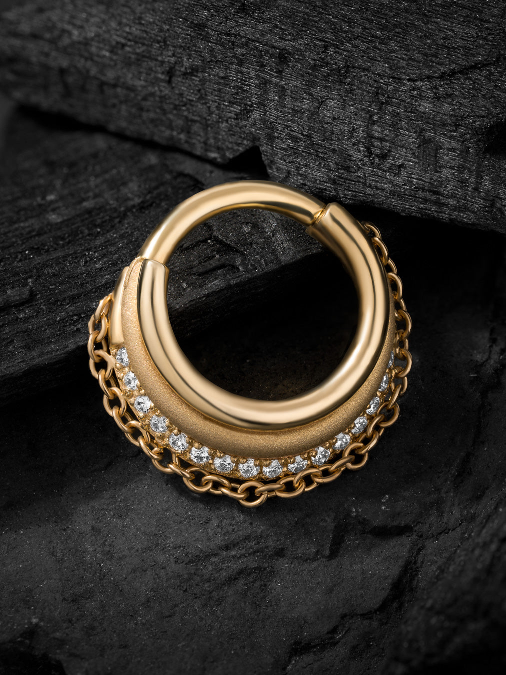 BVLA gold lucy in chains hinge ring with diamonds