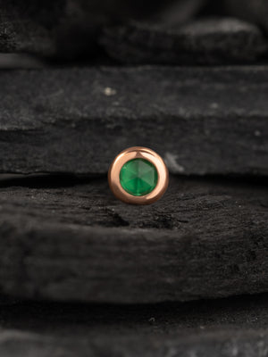Threadless Round Cup – Chatham Emerald (Rose Cut) – 2mm