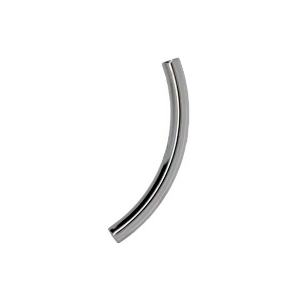Silver curved earring on a white background