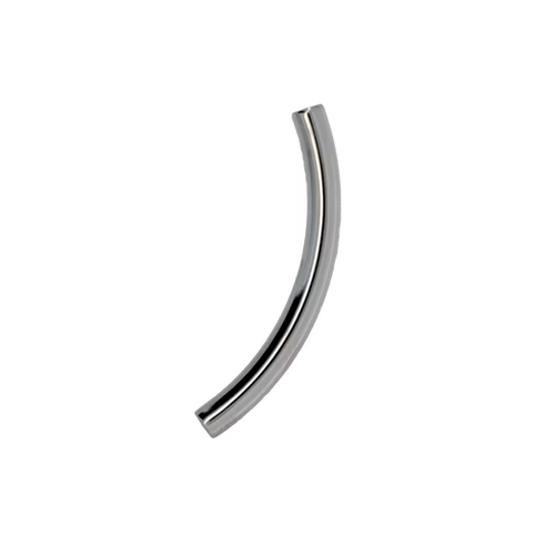 Silver curved earring on a white background