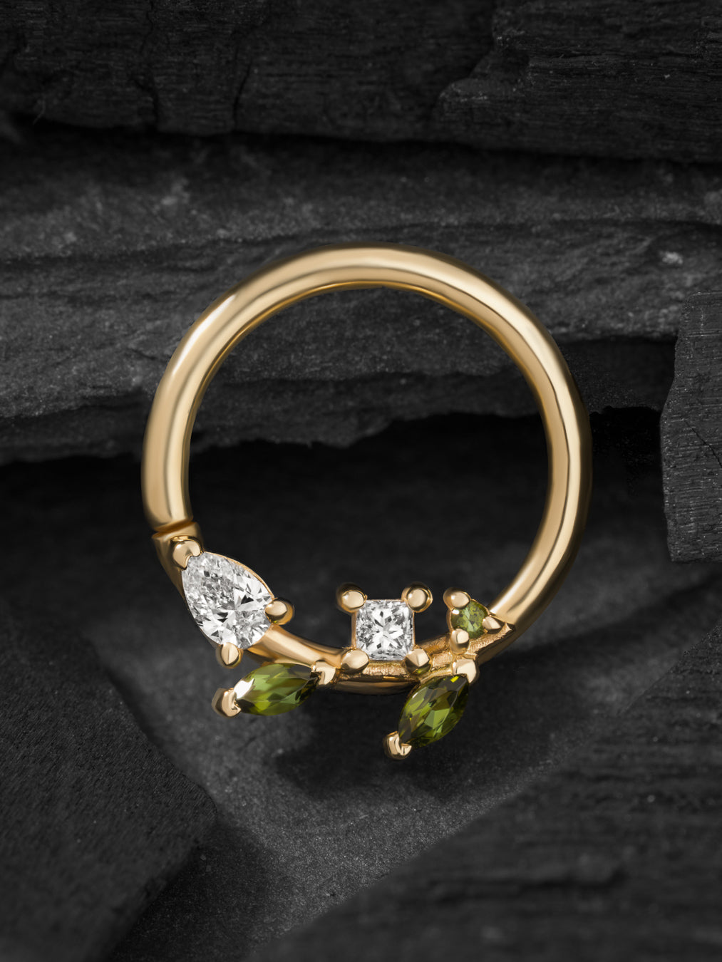 BVLA Jasmine Seam Ring Green Tourmaline Diamond
