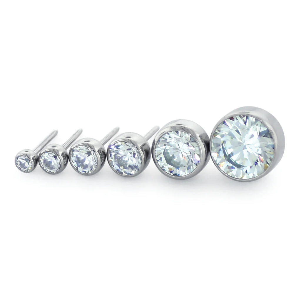 Titanium Threadless Bezel Gem End