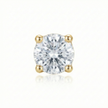 Gold earring with a clear gemstone on a white background