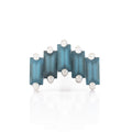 Jewelry piece with blue rectangular stones and silver accents on a white background