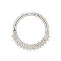 Silver nose ring with clear gemstones on a white background