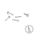 A set of five high-quality silver flat-back labret studs by Industrial Strength, ideal for ear and fac