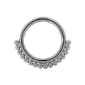 Elegant silver beaded circular barbell horseshoe ring, ideal for septum or ear piercings, featuring 