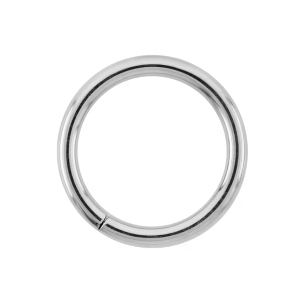 Simple and elegant silver seamless septum ring hoop, perfect for nose and ear piercings, displayed on a transpa