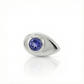 white gold end with a purple gemstone on a white background