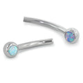 16GA Titanium Cabochon Side-Gem Curved Barbell Shaft