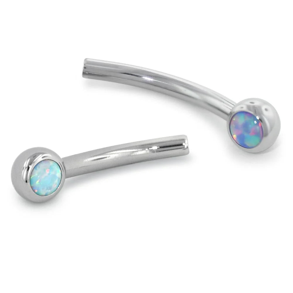 16GA Titanium Cabochon Side-Gem Curved Barbell Shaft