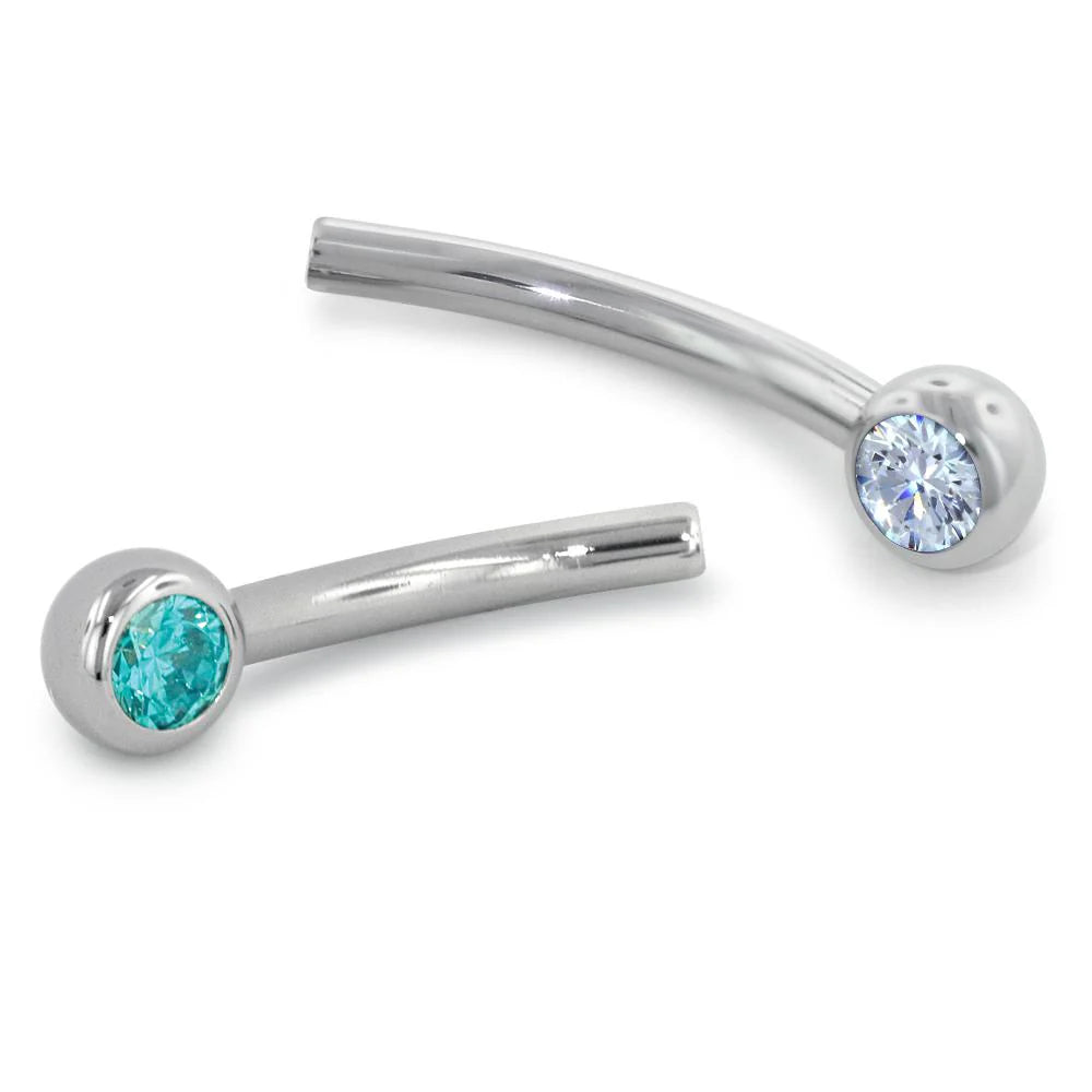 16GA Titanium Faceted Side-Gem Curved Barbell Shaft