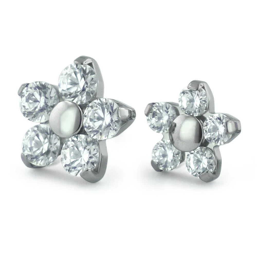 Titanium Threadless Flower Gem End